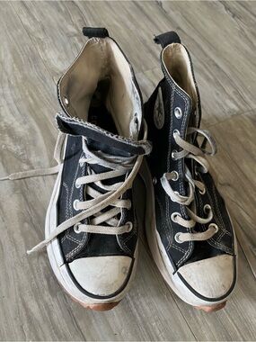 Converse Women’s Black Canvas High-Top Sneakers with White Soles